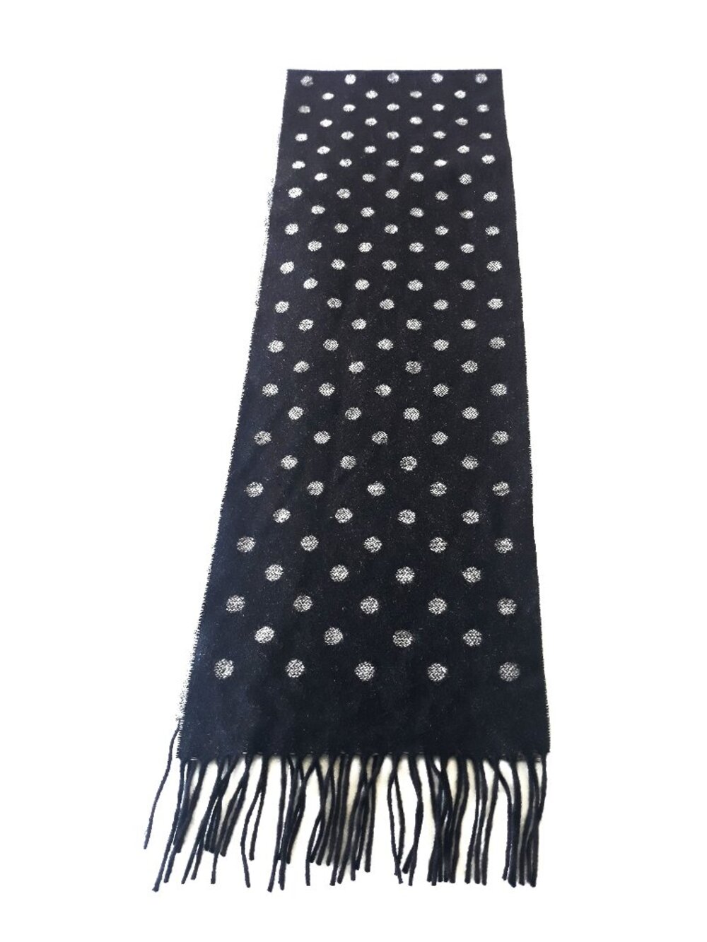 Charter Club 100% Cashmere Scarf Fringed Polka Dots Reversible Minimalist